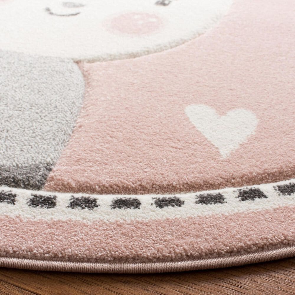 Safavieh Carousel CRK166 3&#39; Round Pink and Ivory Kids  Area Rug, , large