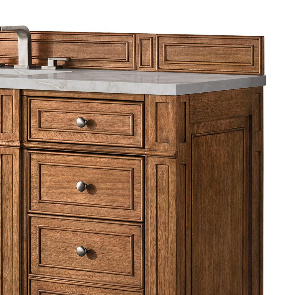 James Martin Vanities Bristol 60" Single Bathroom Vanity in Saddle Brown with 3 cm Eternal Jasmine Pearl Silestone Top, Rectangular Sink and FreePower Wireless Charger, , large