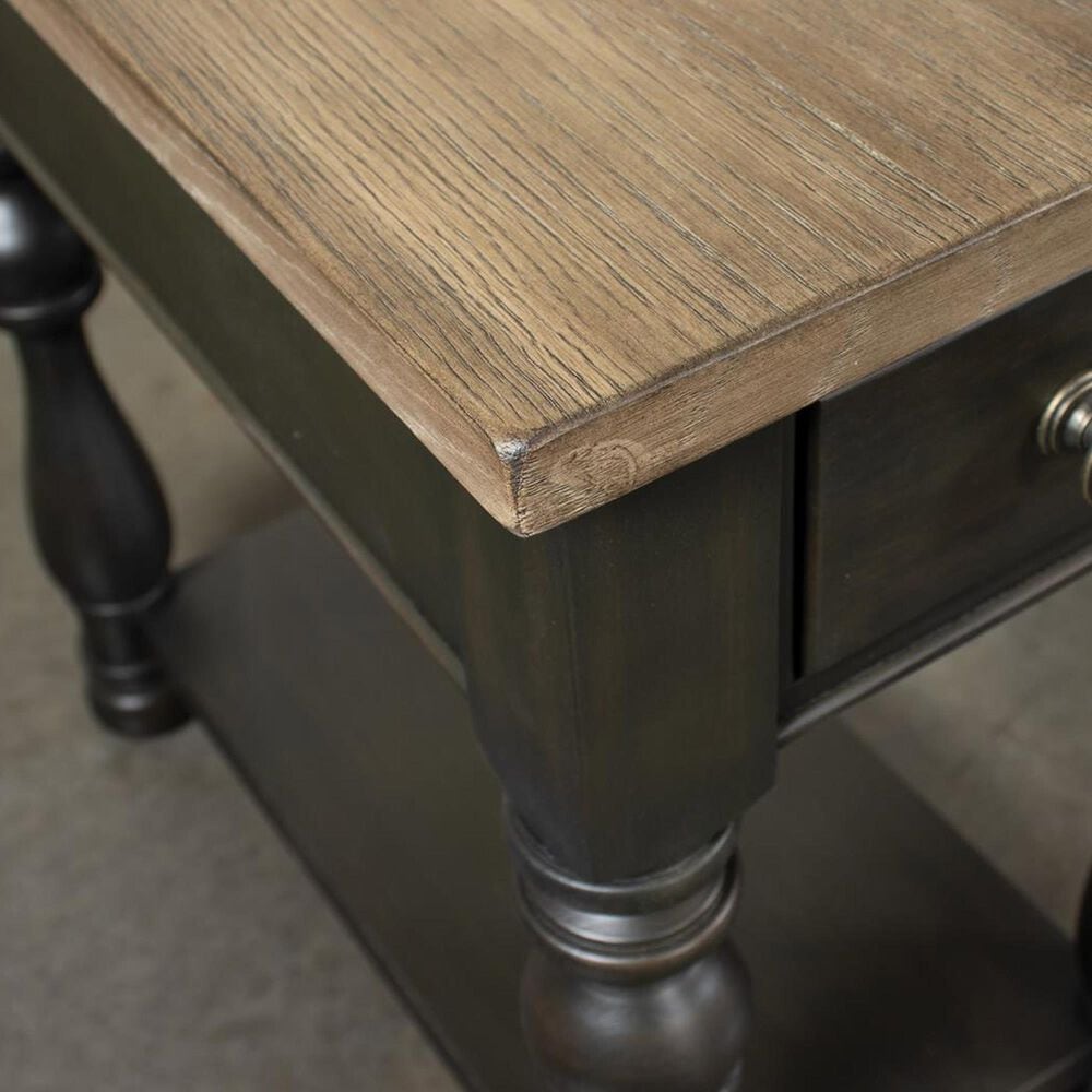 Riverside Furniture Barrington 1-Drawer Side Table in Antique Oak and Matte Black, , large