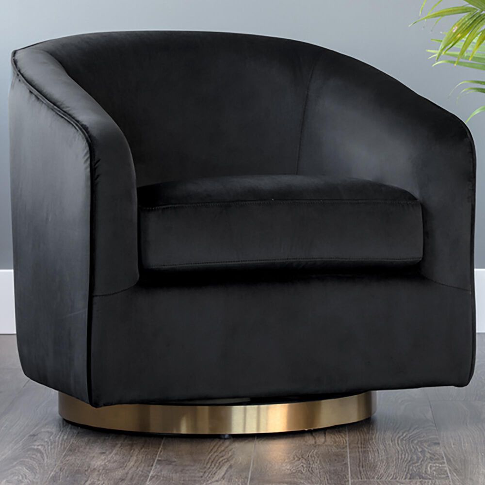 37B Hazel Swivel Lounge Chair in Black Sky Velvet, , large