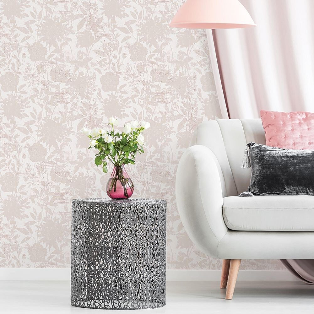 Tempaper Garden Floral Dusted Pink Peel and Stick Wallpaper, , large