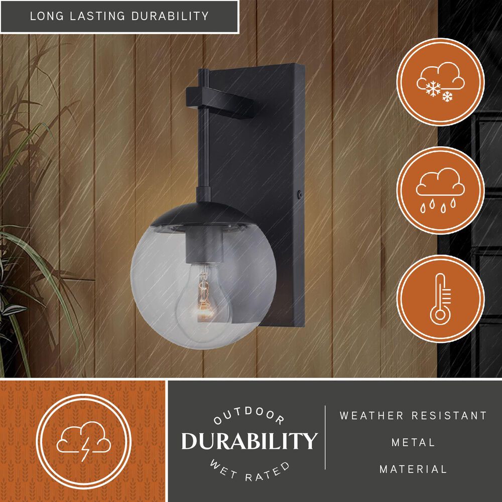 Vaxcel Keeler 12" 1-Light Outdoor Wall Sconce in Matte Black, , large