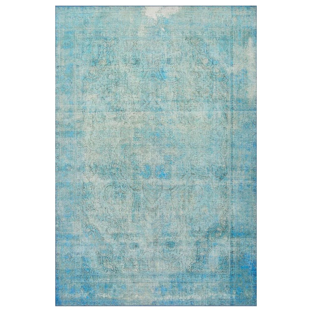 Loloi Loren LQ-08 7"6" x 9"6" Aqua Area Rug, , large