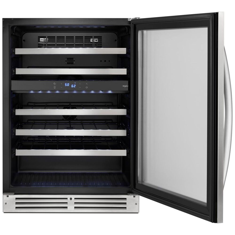 Whirlpool 24&quot; Wide Undercounter Wine Center with 46 Bottle Wine Storage in Stainless Steel, , large