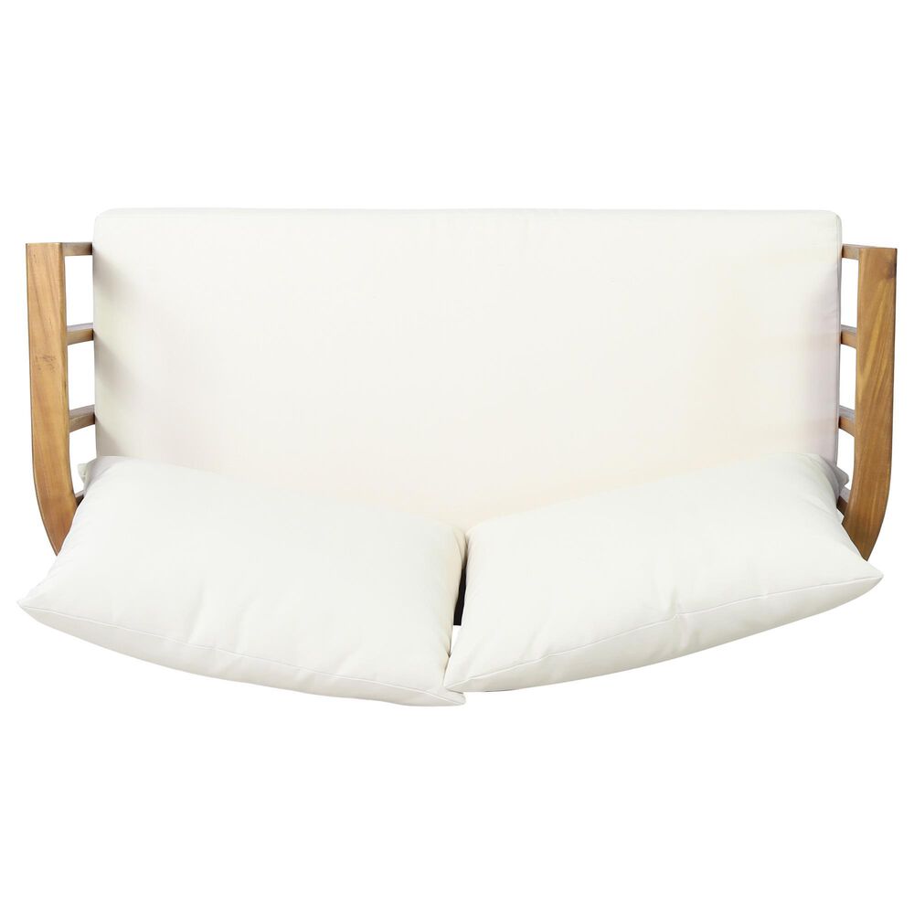 Hearth and Haven 2-Piece Outdoor Conversation Set with Beige Cushion in Teak, , large