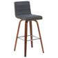 Armen Living Vienna Swivel Bar Height Stool with Vintage Black Upholstery in Walnut, , large
