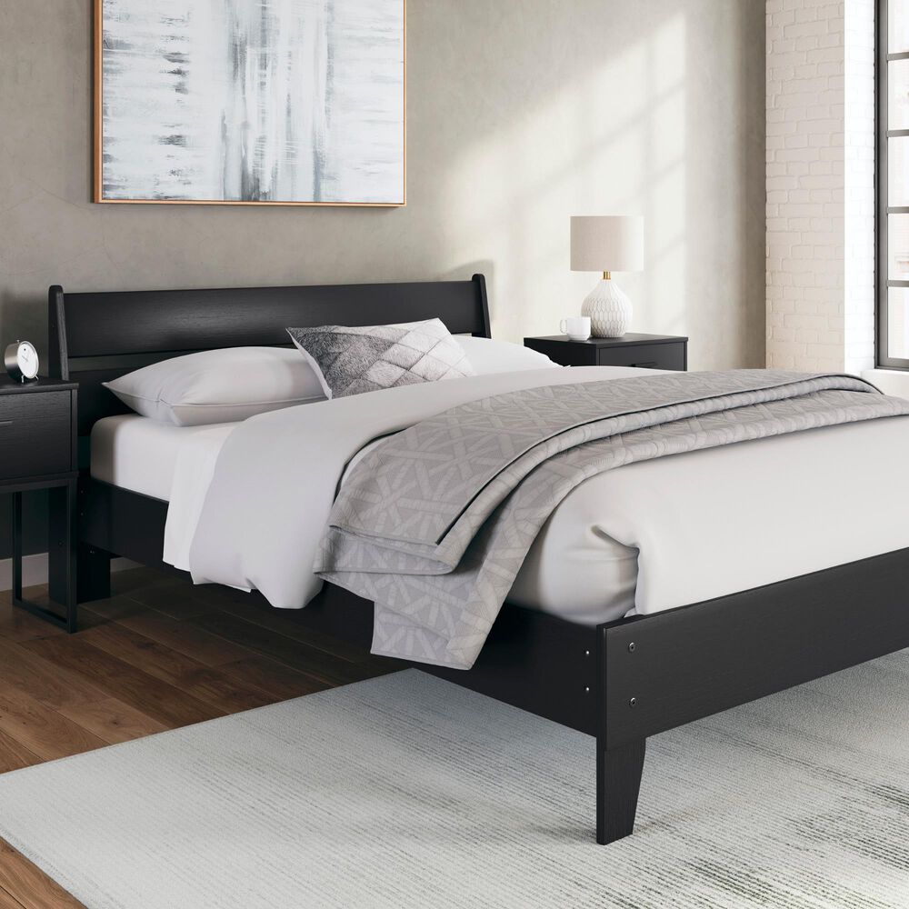 Ashley Socalle Queen Platform Bed in Matte Black, , large