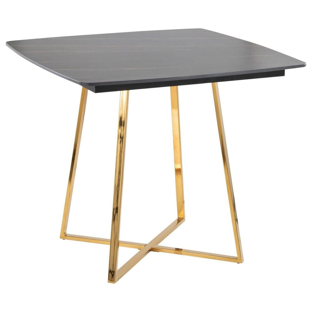 LumiSource Cosmo Square Dinette Table in Black and Gold - Table Only, , large