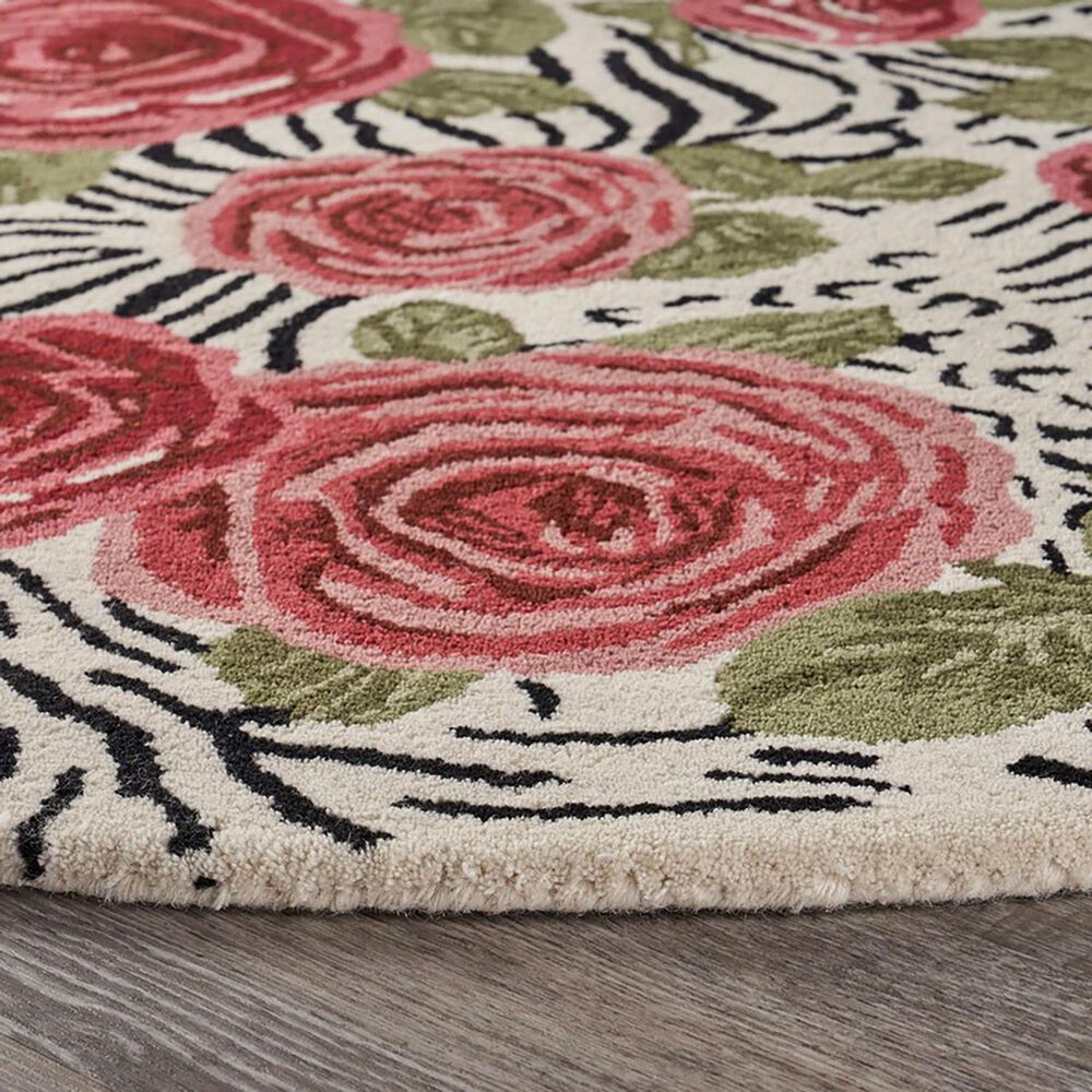 L&amp;R Resources Sinuous Rose Garden 4&#39; Round Multicolor Area Rug, , large
