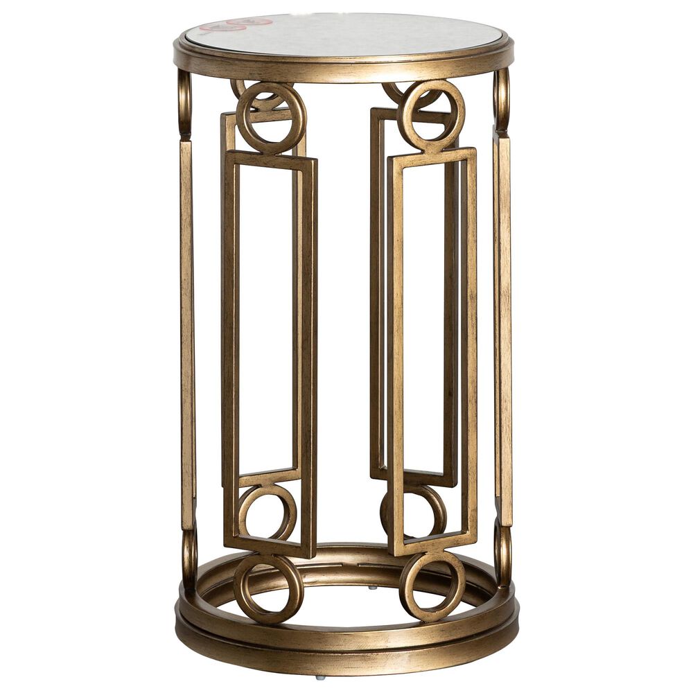 Nicolette Home Lorena Accent Table in Burnished Brass and Clear, , large