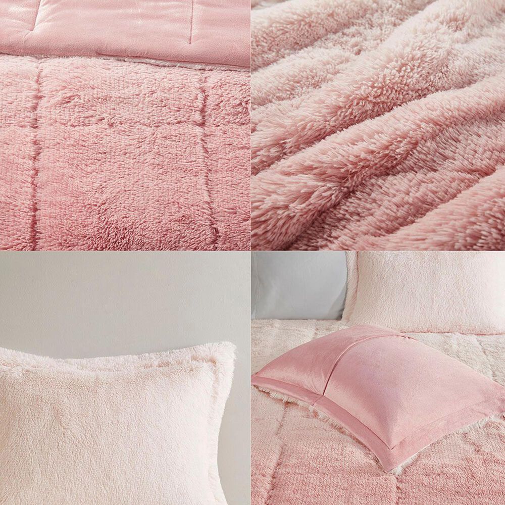 Hampton Park Brielle Ombre 2-Piece Twin/Twin XL Shaggy Long Fur Comforter Mini Set in Blush, , large