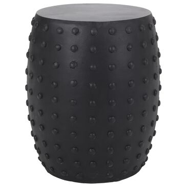 Hearth and Haven Outdoor Barrel Side Table with Studded Texture Design in Matte Black, , large