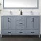 Lexora Home Jacques 60" Double Bathroom Vanity in Dark Grey with 2 cm White Cultured Marble Top and Rectangular Sinks, , large