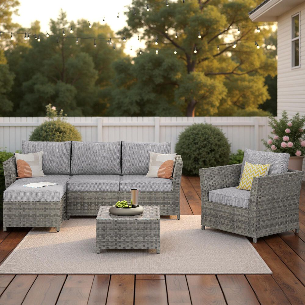 HOMLUX 6-Piece Patio Conversation Set in Dark Gray, , large