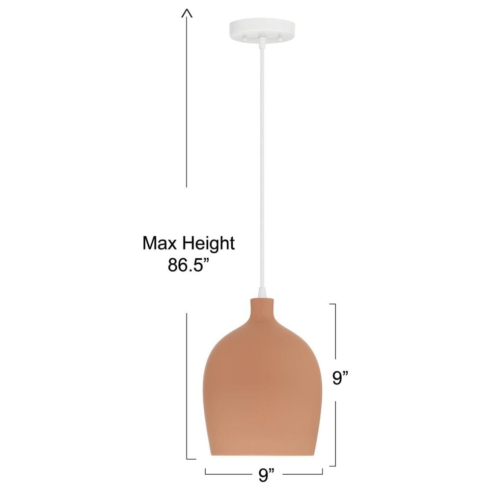 Creative Coop Sienna 1-Light Large Pendant with Terra Cotta Shape in White, , large