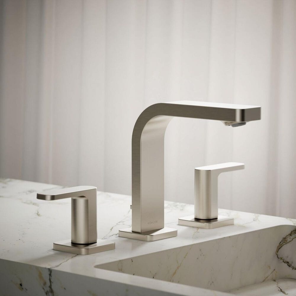 Kohler Parallel Widespread Bathroom Sink Faucet in Vibrant Brushed Nickel, , large