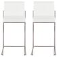LumiSource Fuji 26" Counter Stool with White Upholstery in Stainless Steel (Set of 2), , large