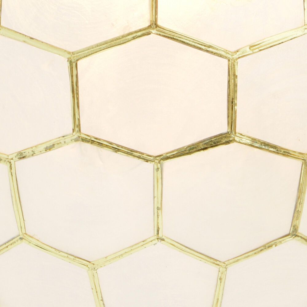 Creative Coop Simone 14" Pendant with Pearly White Shade in Antique Gold, , large