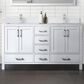 Lexora Home Jacques 60" Double Bathroom Vanity in White with 2 cm White Quartz Top and Rectangular Sinks, , large