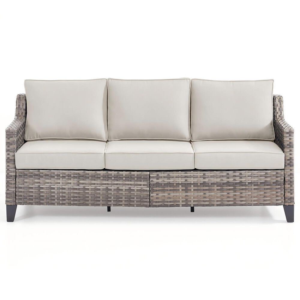 Sunwell Garden 30"H 3-Seater Outdoor Sofa with Beige Cushions in Gray, , large
