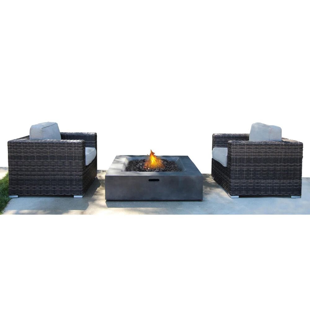 Hearth and Haven 3-piece Outdoor Wicker Conversation Set with Round Square Fire Pit Table in Gray, , large