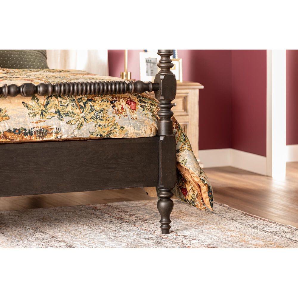 Legacy Classic Vintage Market Queen Canopy Bed in Barnwood Oak and Kettle Black, , large