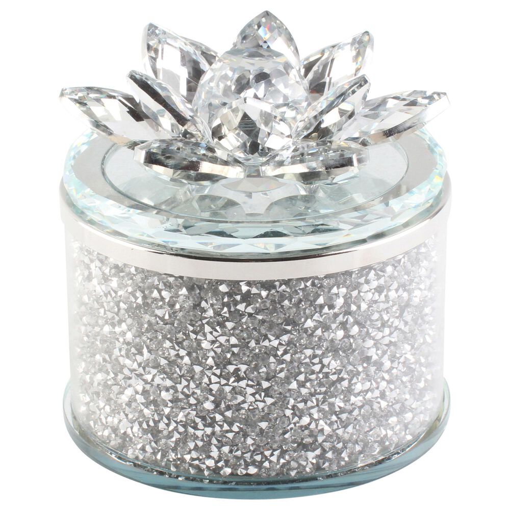 Sagebrook Home 4" Round Lotus Box in Silver, , large