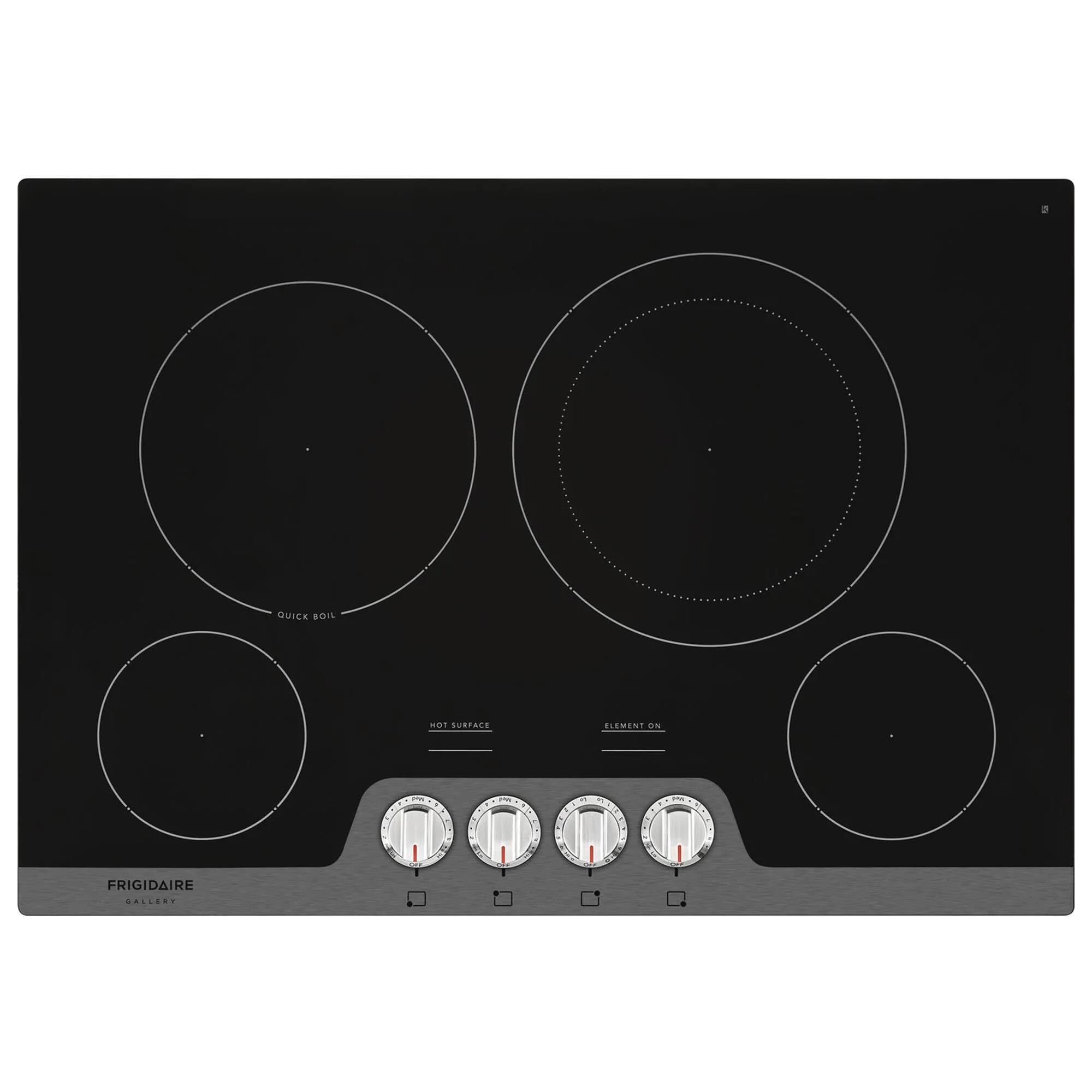 frigidaire glass top stove burner turns on and off