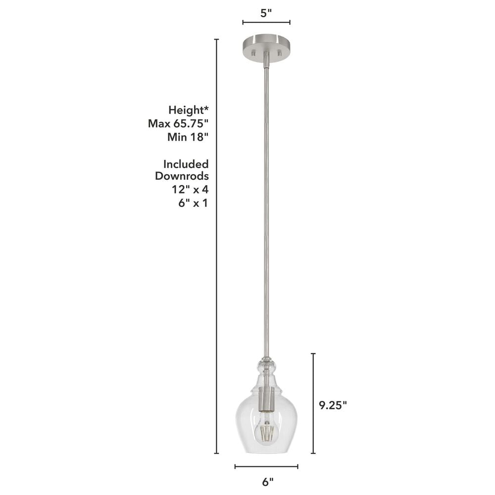 Hunter Maple Park 1-Light Mini Pendant in Brushed Nickel, , large