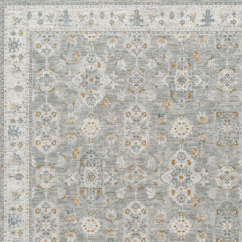 Surya Dresden Gray, White, Medium Gray, Mustard, Light Slate and Denim 7&#39;10&quot; Round Area Rug, , large