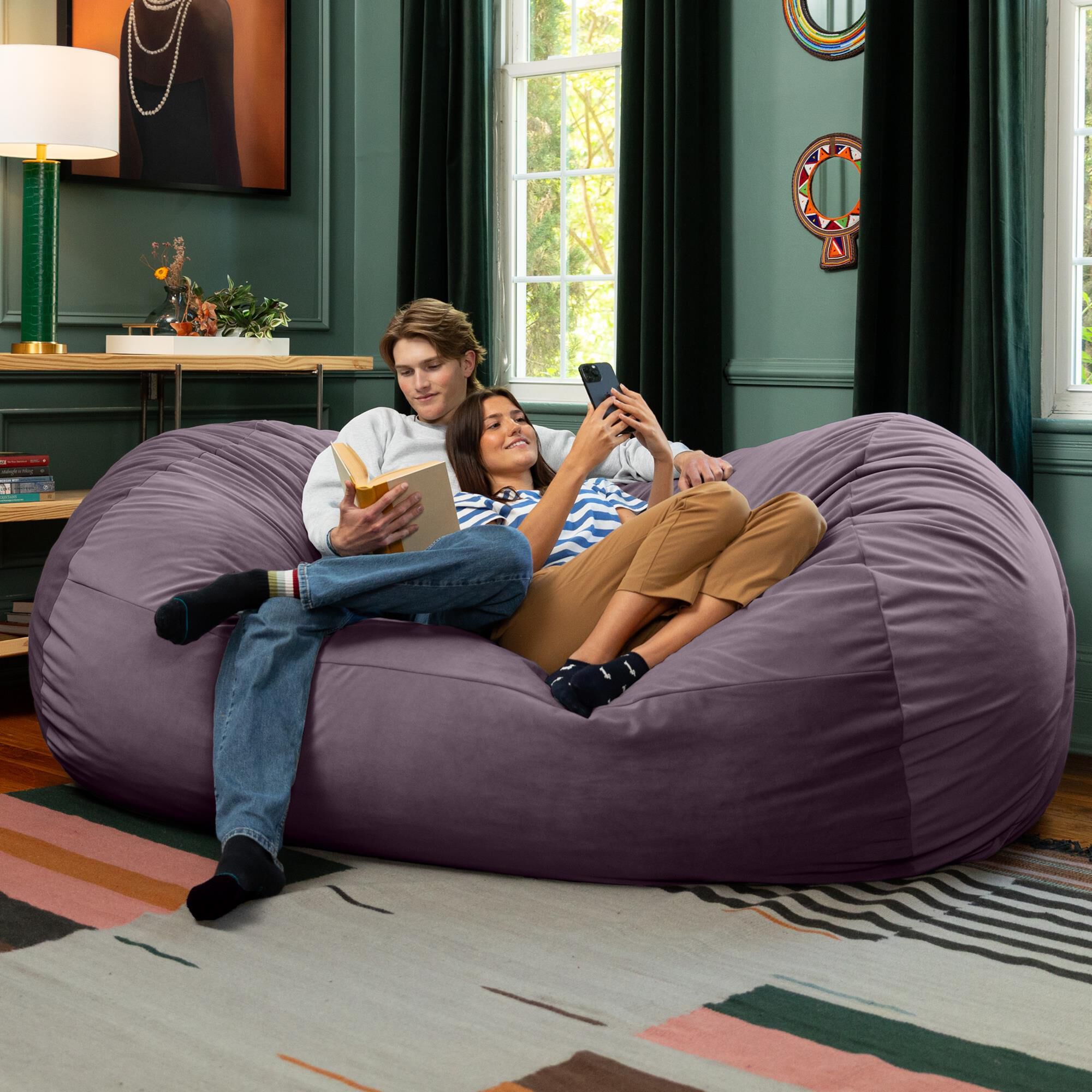 Jaxx Grand Lounger 7' Bean Bag Sofa in Purple