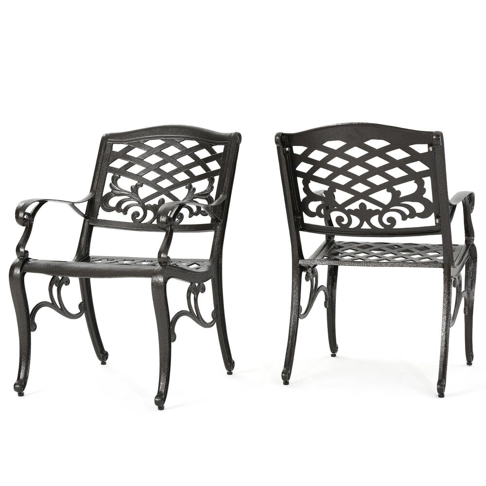 Hearth and Haven Phoenix Outdoor Dining Chair in Bronze (Set of 2), , large