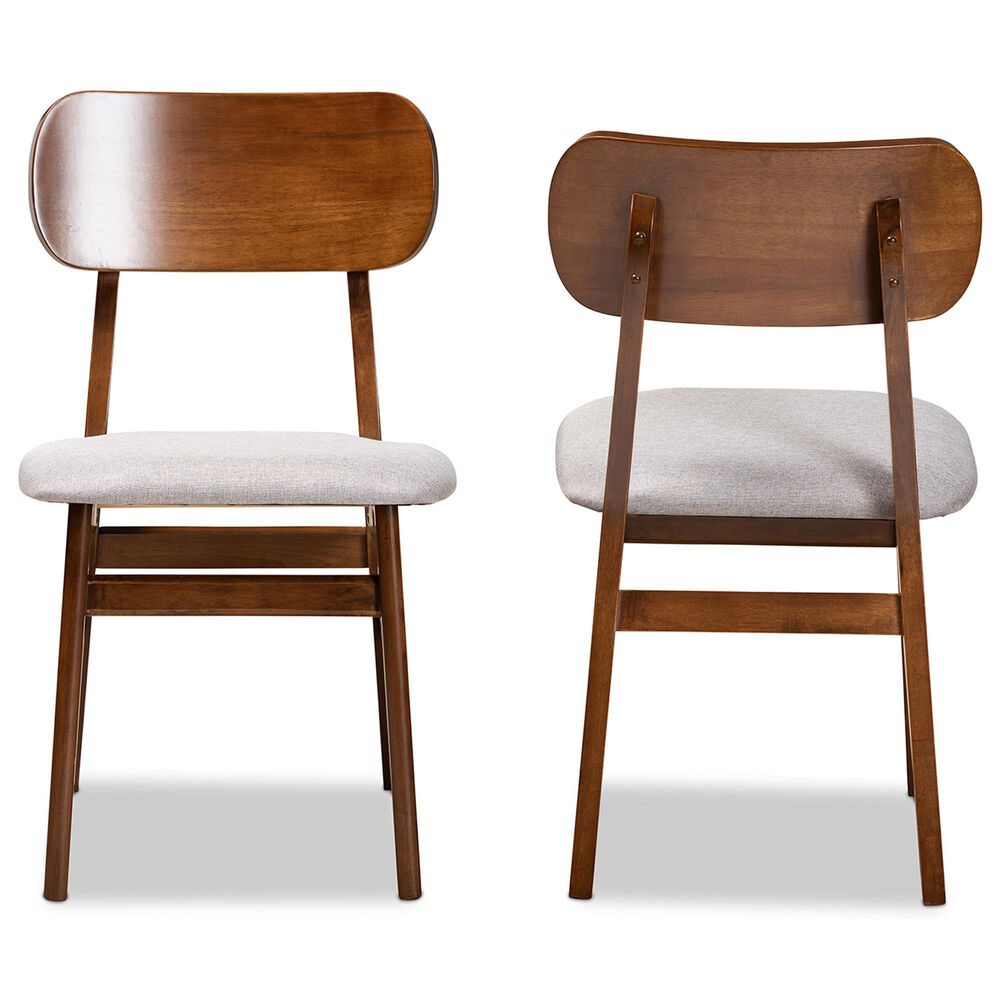 Baxton Studio Euclid Side Chair with Grey Cushion in Walnut Brown (Set of 2), , large
