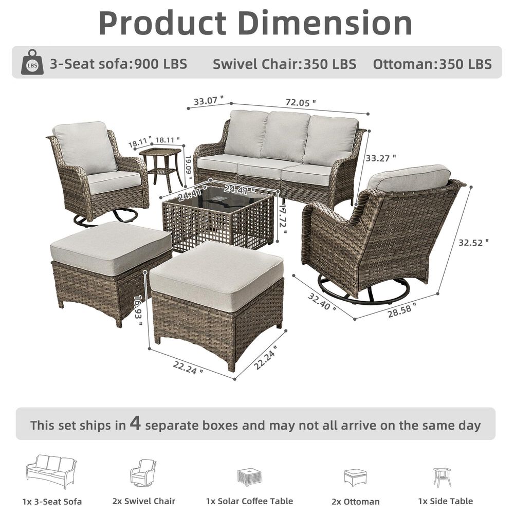 HOMLUX 7-Piece Patio Set in Grey, , large