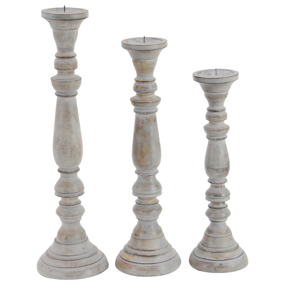 Maple and Jade Assorted Candle Stands in Dark Walnut (Set of 3), , large