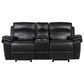 Fan Creek Manual Reclining Loveseat with Console in Black, , large