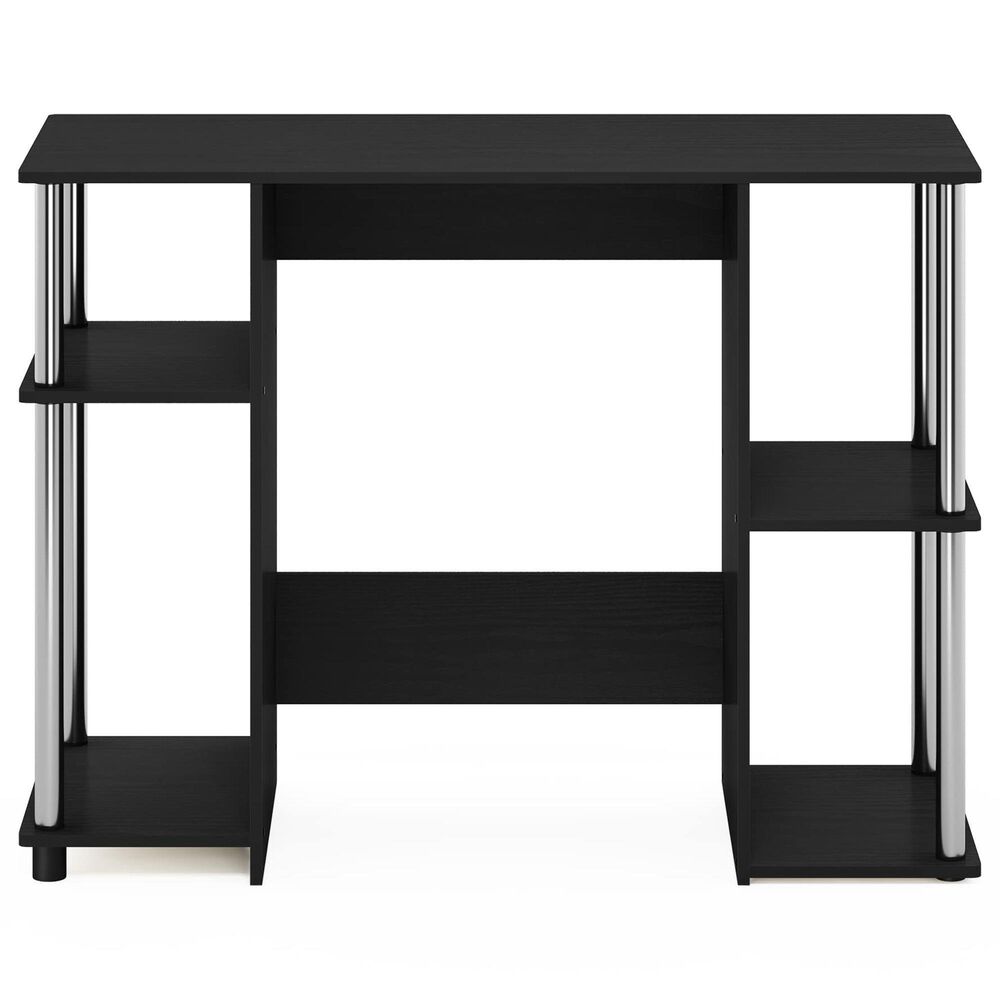 HOMLUX 38" Computer Desk with Dual Open Side Shelves in Americano and Stainless Steel, , large