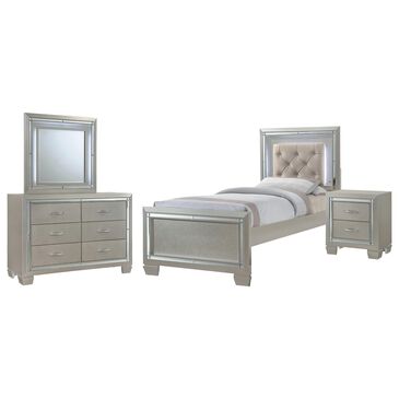 Mayberry Hill Platinum 4 Piece Twin Bedroom Set in Champagne, , large