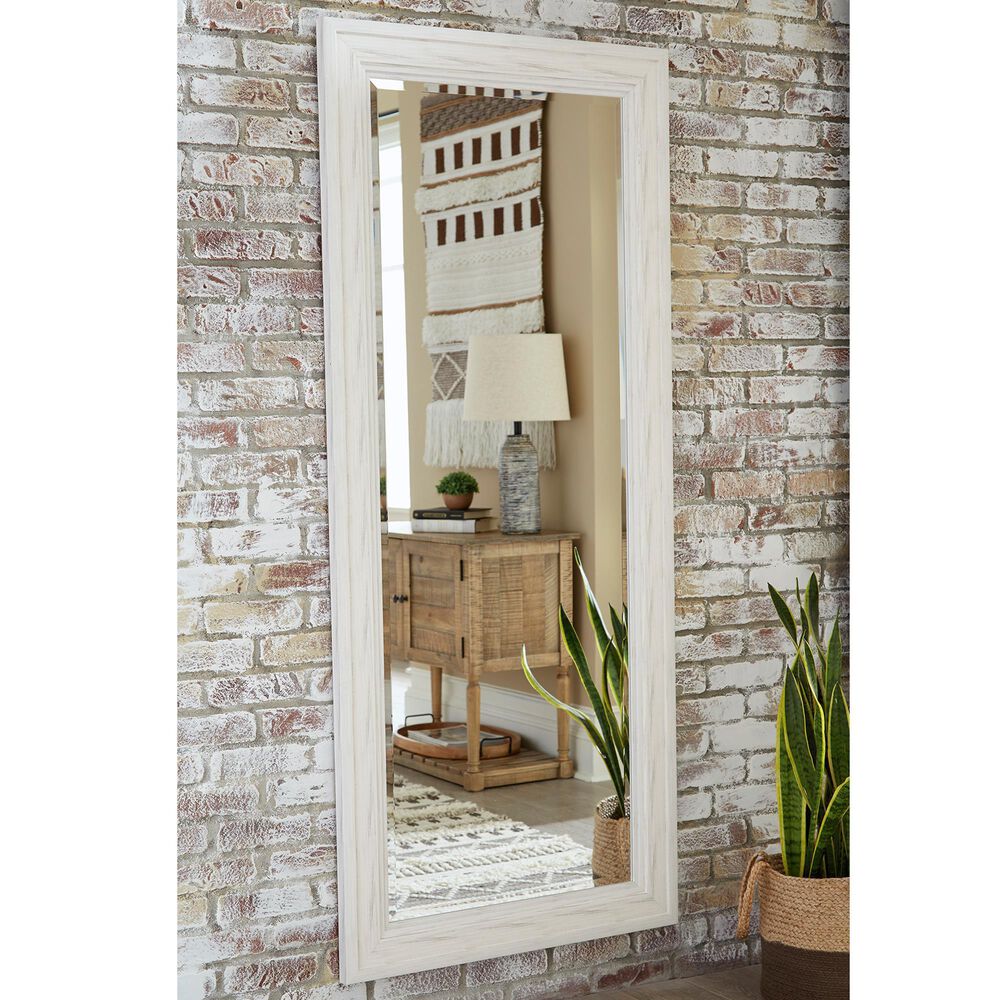 Ashley Jacee Floor Mirror in Antique White, , large