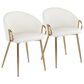 LumiSource Claire Arm Chair with White Faux Leather Cushion in Gold (Set of 2), , large