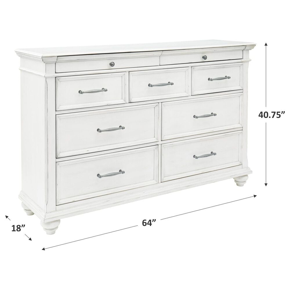 Ashley Kanwyn 9 Drawer Dresser in Distressed Whitewash, , large