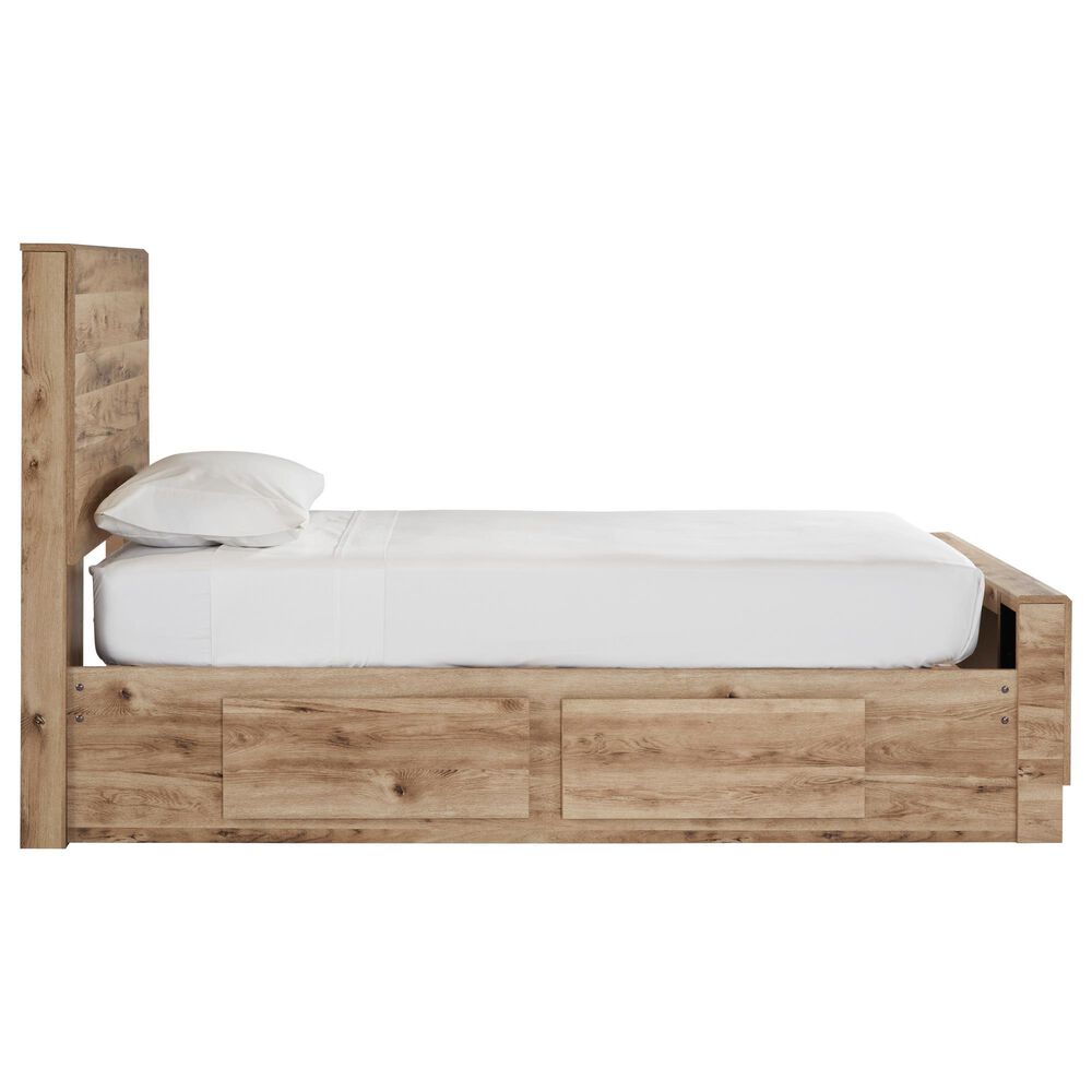 Ashley Hyanna Twin Panel Bed with 2 Side Storage in Tan Brown, , large