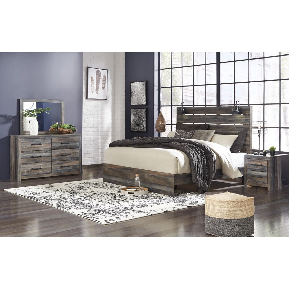 Ashley Drystan 3-Piece Queen Panel Bedroom Set in Brown Rustic, Burnt Orange and Teal, , large