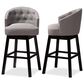 Baxton Studio Theron Swivel Bar Stool with Grey Cushion in Espresso (Set of 2), , large