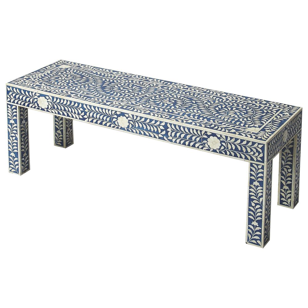 Butler Bone Inlay Bench in Blue, , large
