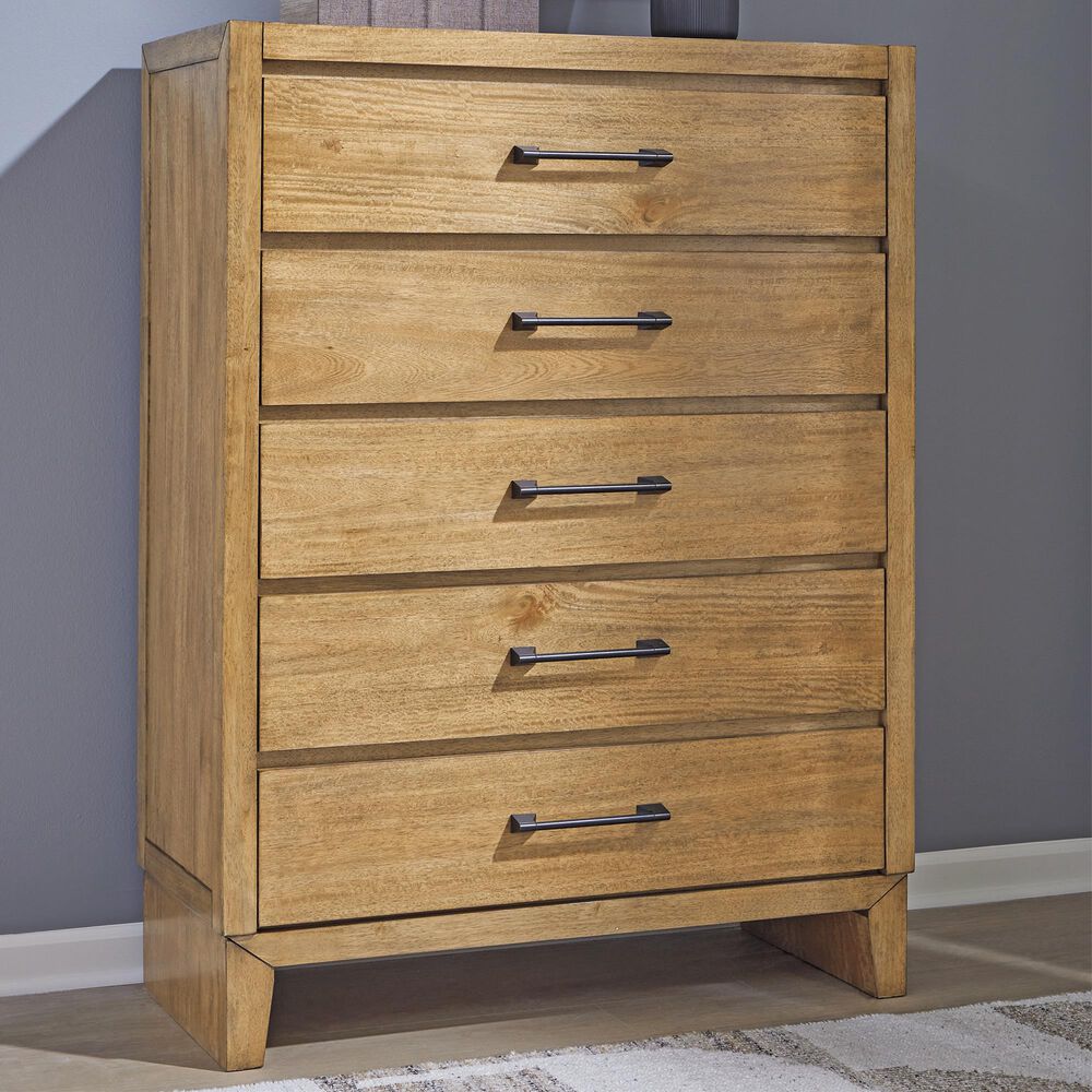 Ashley Sherbana 5-Drawer Chest in Light Brown, , large