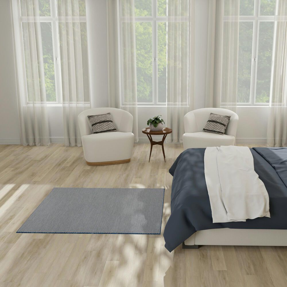Nourison Courtyard Ivory and Blue 4&#39; Square Indoor/Outdoor Area Rug, , large