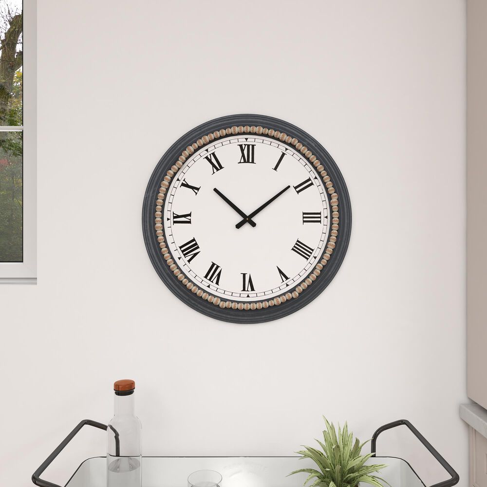 Maple and Jade 23&quot; x 23&quot; Wall Clock in White and Blue, , large