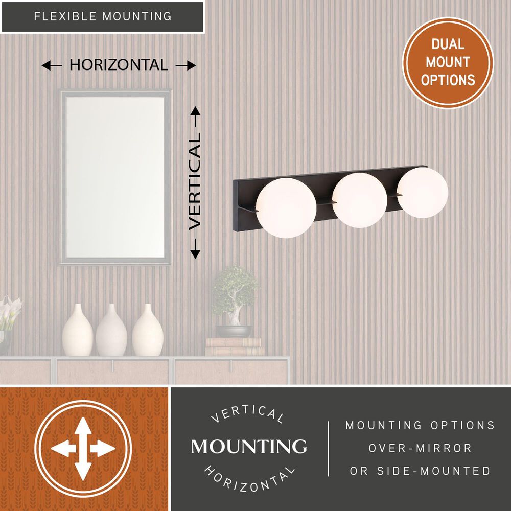 Vaxcel Parkview 3-Light Bathroom Vanity in Matte Black, , large