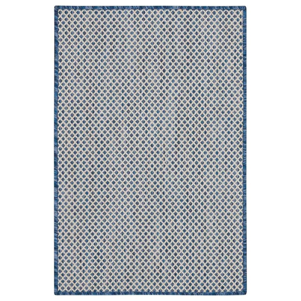 Nourison Courtyard Ivory and Blue 2&#39; x 3&#39; Indoor/Outdoor Area Rug, , large